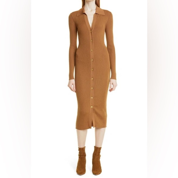 Alice and Olivia Button Up Rib Knit Dress NWT - Picture 7 of 11